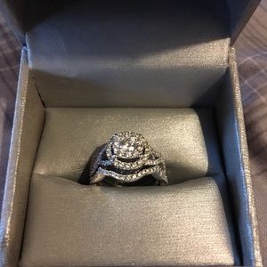 1 1/5 CTW 14K White Gold Bridal Set